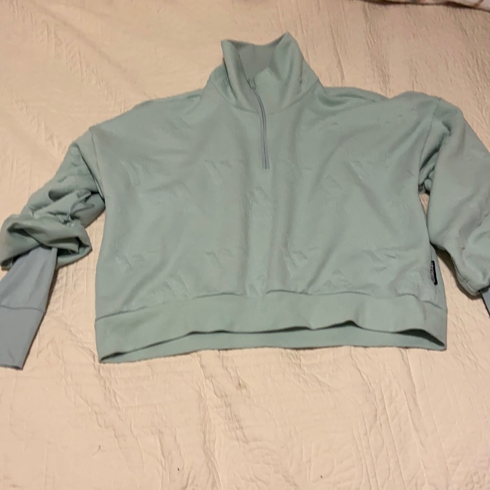 Adidas Large cropped quarter zip w/layered sleeves
